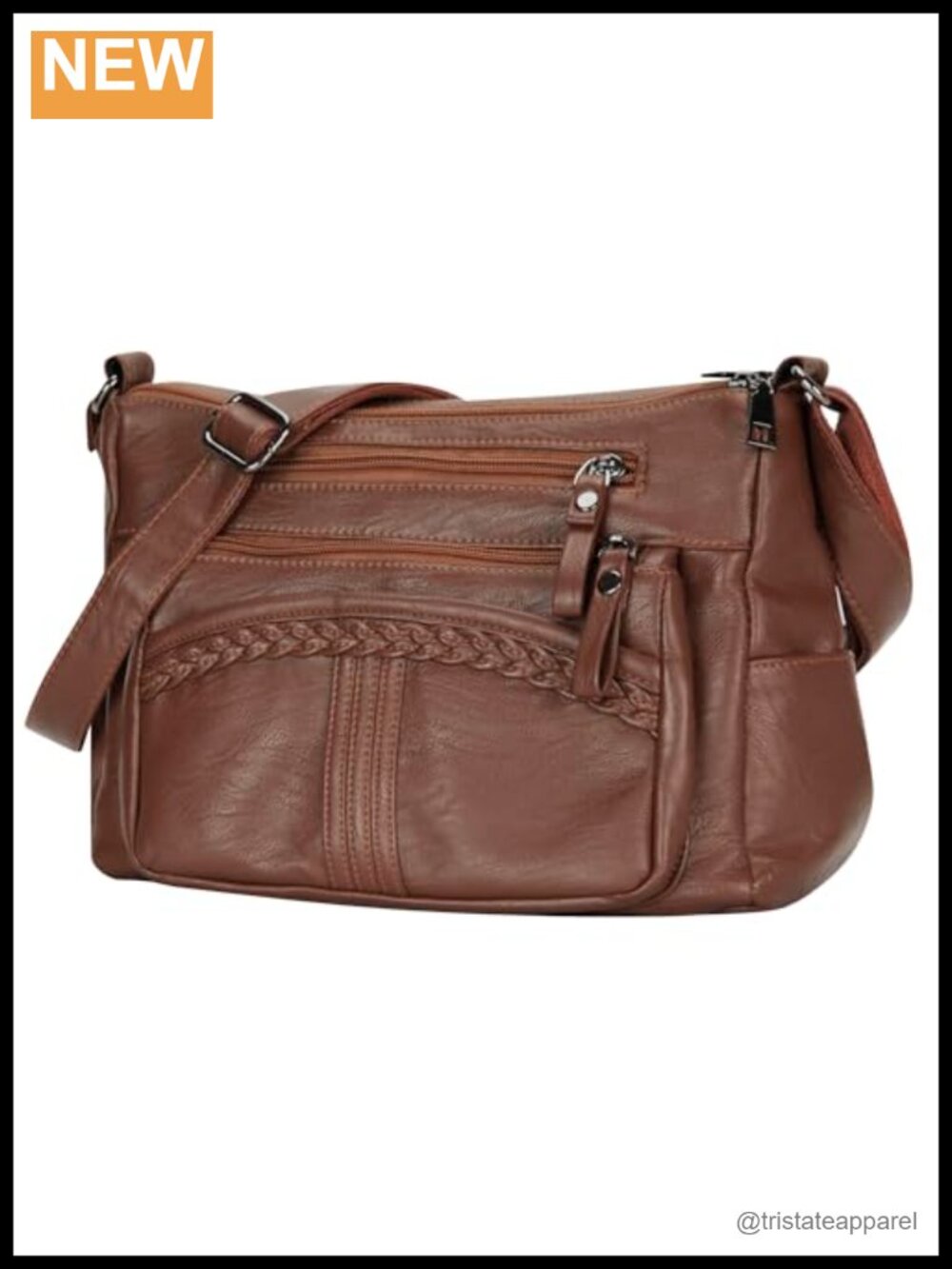 Soft PU Leather Crossbody Purse Multi Pocket Shoulder Bag Women